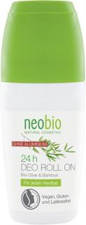NEOBIO Deodorant roll-on 24/7 Bio Oliva a Bambus 50 ml. (rostliny a Aloe Vera, pro všechny typy pleti i citlivou pokožku)