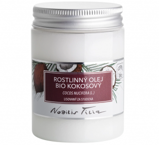 NOBILIS TILIA Kokosový olej BIO 100 ml. (Zklidňuje a zjemňuje pokožku celého těla. vyhlazuje, zjemňuje a chrání pokožku, vhodný ke kulinářskému využití)