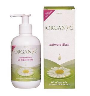 ORGANYC Gel na intimní hygienu Intimate Wash 250 ml. (Veganský intimní gel vhodný i pro citlivou pokožku. Obsahuje heřmánkový esenciální olej a lze ho používat každodenně. Příjemně voní a zajistí vám jemnou péči.)