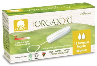 ORGANYC Tampóny Regular 16 ks (Tampony z certifikované bio bavlny jsou vhodné pro středně silnou menstruaci. Jsou hypoalergení, nejsou bělené chlórem.)