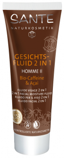 SANTE Fluid na obličej HOMME II Bio-kofein  Acai - 50 ml. (Trik svěžesti pro mužskou pleť. Osvěžující hydratace. Organický kofein a organické acai stimulují a potlačují předčasné stárnutí pokožky.)