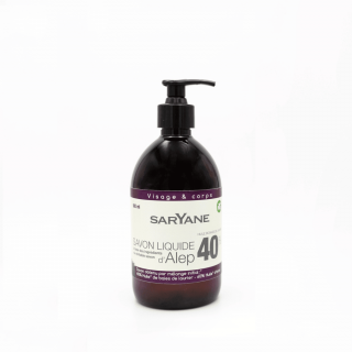 SARYANE Tekuté mýdlo Aleppo 40 % - 500 ml. (Tekuté Bio mýdlo z Aleppo. Vhodné i na sprchování.)