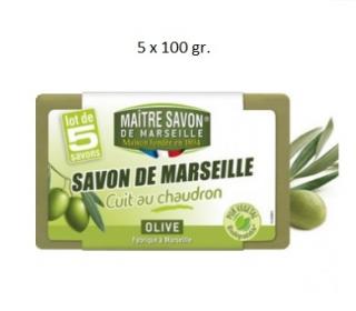 SAVON DE MARSEILLE Marseillské Mýdlo olivové 5 x 100 gr. (Mýdlo na praní olivové přírodní )