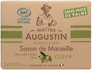 SAVON DE MARSEILLE Marseillské Mýdlo olivové Augustin 200 gr. (Mýdlo olivové přírodní 2 x 100 gr. Hypoalergenní.)