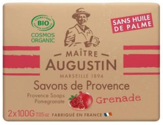 SAVON DE MARSEILLE Mýdlo z Provance Augustin s Granátovým jablkem BIO 200 gr. (Bez palmového oleje, se slunečnicovým a kokosovým olejem.)