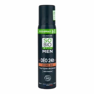 SO´BIO étic Deodorant ECO SPRAY 24h MEN cedr 100 ml. (Účinný díky probiotikům a zinku. Bez petrochemického hnacího plynu a bez alkoholu. Unisex vůně cedru s karamelovou notou. Překvapivě vysoká účinnost.)