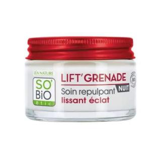 SO´BIO étic Krém noční rozjasňující proti vráskám Lift'Grenade 50 ml. (Po probuzení je pleť rozjasněná a plnější! Tato noční péče obsahuje organické granátové jablko pro jeho antioxidační vlastnosti, které v kombinaci s rostlinnou alternativou retinolu)
