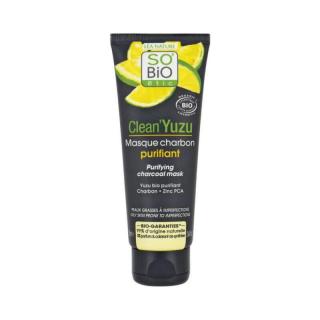SO´BIO étic Maska pleťová čisticí s aktivním uhlím Clean Yuzu 75 ml. (Maska s aktivním uhlím čistí pleť do hloubky: absorbuje přebytečný kožní maz a zároveň uvolňuje a stahuje póry. Viditelné výsledky již od prvního týdne!)