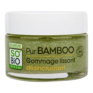 SO´BIO étic Peeling hluboce čistící Pur Bamboo 50 ml. (Peeling Pur Bamboo má tekutou, gelovitou konzistenci. Abrazivní složkou je bambusový prášek. Při nanesení na pleť a jemné masáži se hydratační nosič vstřebává do pokožky a zvláčňuje ji.)