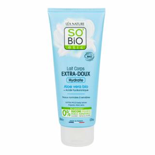 SO´BIO Mléko tělové extra hydratační s aloe vera a hyaluronem 200 ml 200 ml. (Pro normální a citlivou pokožku. Extra lehké a hydratační. Přináší zvláčnění a zjemnění pokožce celého těla.)