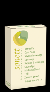 SONETT Mýdlo Curd Soap na ruce 100 gr. (Jemné mýdlo na ruce bez chemických barviv, parfémů, náplní nebo umělých směsí.)