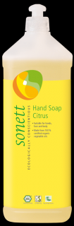 SONETT Tekuté mýdlo Citrus - 1L. (Jemné tekuté mýdlo na mytí rukou s příjemnou vůní citrusů. S BIO éterickými oleji z citrusů, myrhy a damascenské růže.)