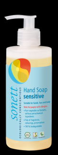 SONETT Tekuté mýdlo Sensitive - 300 ml. (Ideální pro alergiky a osoby s citlivou pokožkou. Tekuté mýdlo na mytí rukou bez vonných přísad.)