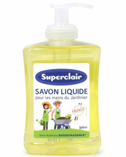 SUPERCLAIR Tekuté mýdlo Zahradníček - 300 ml. (Účinné rostlinné mýdlo na mytí rukou po práci na zahradě. V přírodě snadno rozložitelné, nezatěžuje životní prostředí.)