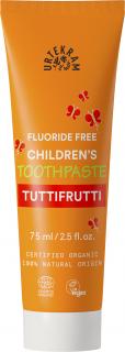 URTEKRAM Dětská Zubní pasta Tutti Fruti - 75 gr. (Oblíbená mezi dětmi s příjemnou a ovocnou chutí)