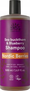 URTEKRAM Šampon Nordic Berries - 500 ml. (Pro poškozené vlasy. Šampón Nordic Berries poskytuje pokožce potřebnou výživu a regeneraci. Extrakt z vrbové kůry podporuje revitalizaci rovnováhy kůže a zvyšuje účinek jiných rostlinných složek. S mírnou ovocnou)