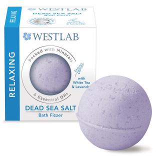 WESTLAB Bath fizzer Mrtvé moře relaxační 150 gr. (S uklidňujícím bílým čajem a levandulovou vůní se uvolníte na konci dlouhého dne. Levandule, heřmánek a mandle zanechá pokožku přirozeně zářivou a hedvábně hladkou.)