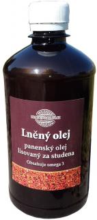 Certifikovaný Lněný olej lisovaný za studena 500 ml RAW