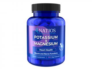 NATIOS Potassium & Magnesium, Draslík citrát a hořčík malát, 100 veganských kapslí