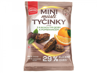 Semix mini müsli tyčinky kakaové boby a pomeranč 70g