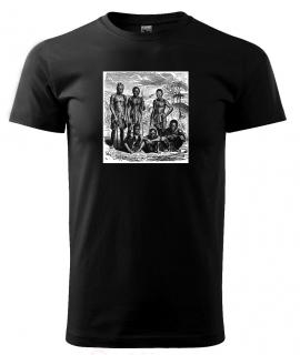 Afričtí domorodci na lovu - tričko s potiskem Pánské/Dámské: Dámské černé, Velikost: XL