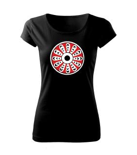 Červený dekor - tričko s potiskem Pánské/Dámské: Dámské černé, Velikost: L