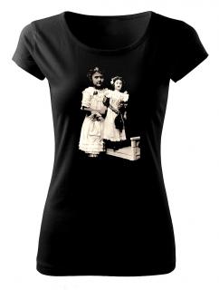Holčička s panenkou - tričko s vintage potiskem Pánské/Dámské: Dámské černé, Velikost: L
