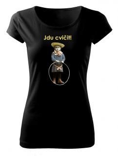 Jdu cvičit - dámské tričko, které podpoří dobrý úmysl Pánské/Dámské: Dámské černé, Velikost: XL