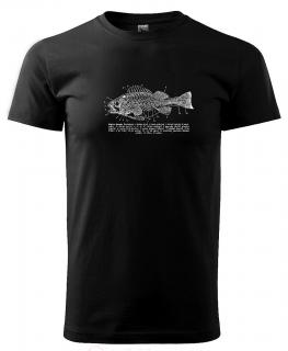 Kostra okouna - originální rybářské tričko Pánské/Dámské: Pánské černé, Velikost: XL