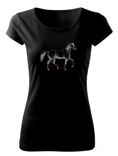 Kůň v podkolenkách - půvabné retro tričko pro ženy, které milují koně Pánské/Dámské: Dámské černé, Velikost: L