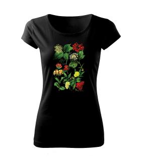 Kvetoucí keře - tričko s potiskem Pánské/Dámské: Dámské černé, Velikost: L