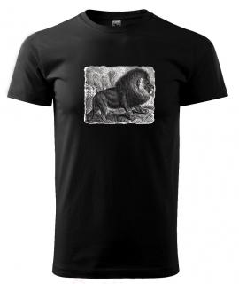 Lev kapský - Felis leo capensis - tričko s potiskem Pánské/Dámské: Dámské černé, Velikost: L