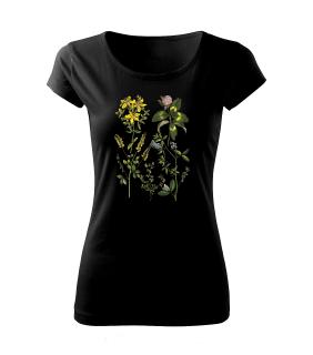 Luční květy - tričko s potiskem Pánské/Dámské: Dámské černé, Velikost: S