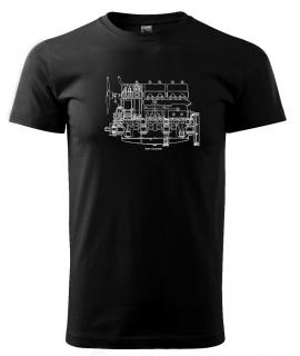 Motor automobilu - tričko s motorem Pánské/Dámské: Pánské černé, Velikost: L