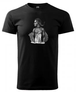 Muž kmene Obbo  - etno tričko s potiskem Pánské/Dámské: Dámské černé, Velikost: L