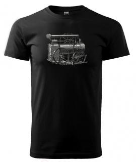 Parní stroj - tričko s potiskem Pánské/Dámské: Dámské černé, Velikost: L