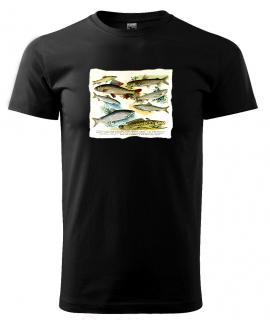 Ryby sladkovodní i mořské - tričko s potiskem Pánské/Dámské: Dámské černé, Velikost: L