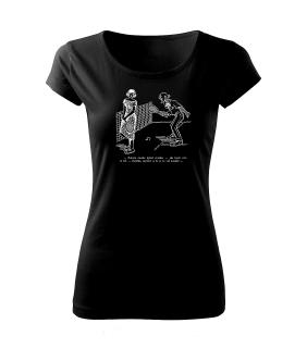 Tenisový trenér - vtipné retro tričko s potiskem Pánské/dámské - barva: Dámské - černé, Velikost: L