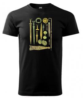 Zbraně a ozdoby, doba bronzová a železná - tričko s potiskem Pánské/Dámské: Dámské černé, Velikost: L