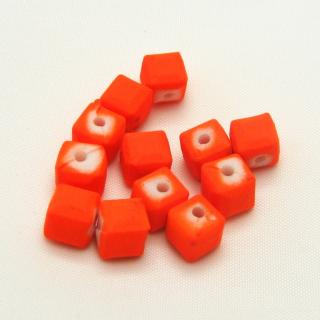 Barevné kostičky, 6x6mm (12ks/bal) Barva: Oranžová