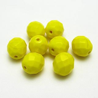 Broušené korálky, 10mm, žluté (8ks/bal)