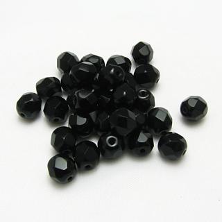 Broušené korálky, 6mm (30ks/bal) Barva: Černá