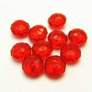 Broušené korálky, 8x12mm (10ks/bal) Barva: Červená