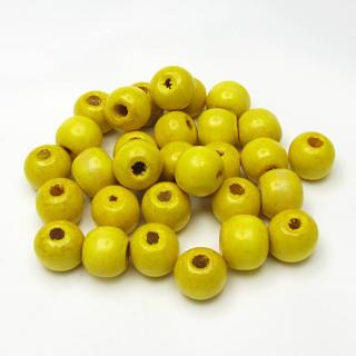 Dřevěné korálky 10mm (30ks/bal) Barva: Žlutá