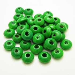 Dřevěné korálky, disk (40ks/bal) Barva: Zelená