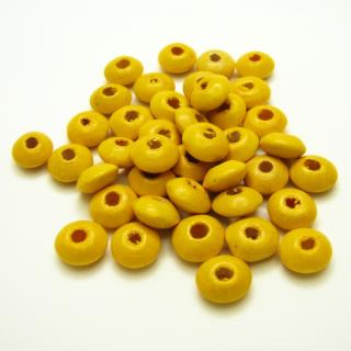 Dřevěné korálky, disk (40ks/bal) Barva: Žlutá