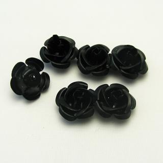 Hliníková růžička 15mm, černá (6ks/bal)