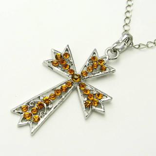 Kříž, dlouhý náhrdelník Barva: Oranžová
