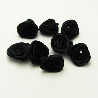 Látkové růžičky černé, 14mm (8ks/bal)
