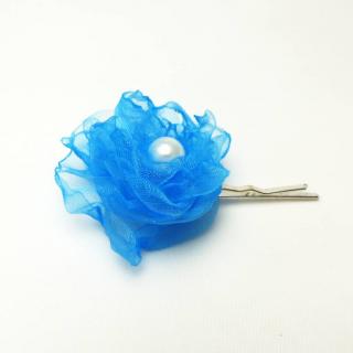 Modrá květina, sponka do vlasů